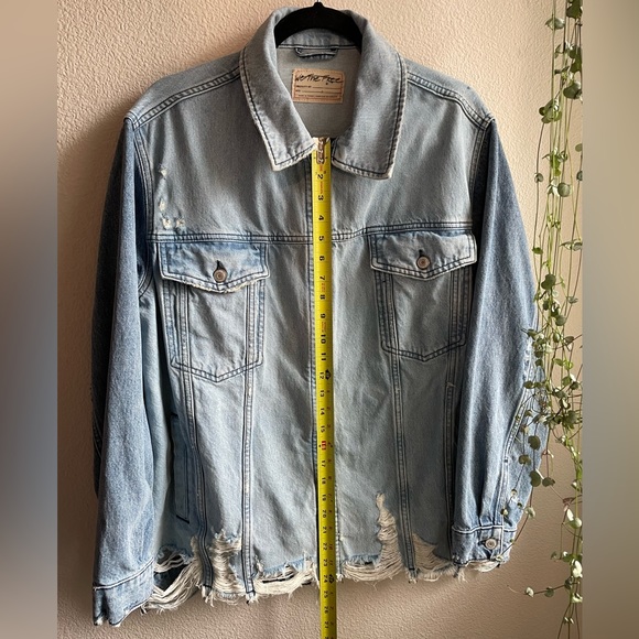 We The Free x Free People Your Dad's Denim Jean Distressed Oversized Jacket - Picture 10 of 16